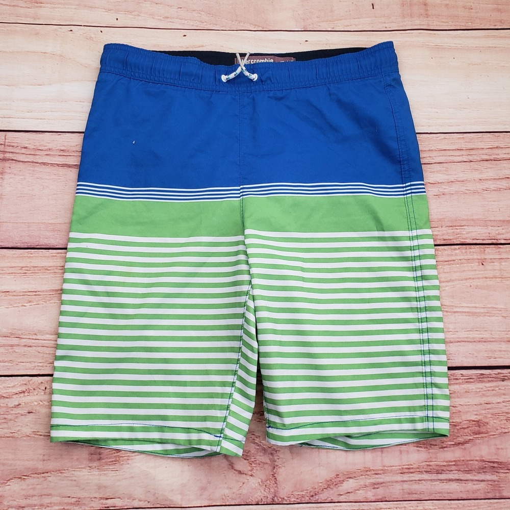 Abercrombie‎ Fitch Kids Swim Shorts Boys 15 16 Striped Board Trunks Mesh Lined
